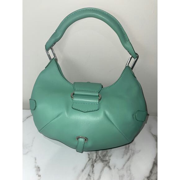 Jimmy Choo Turquoise Leather Hobo Bag with Charm Accents - Picture 2 of 4